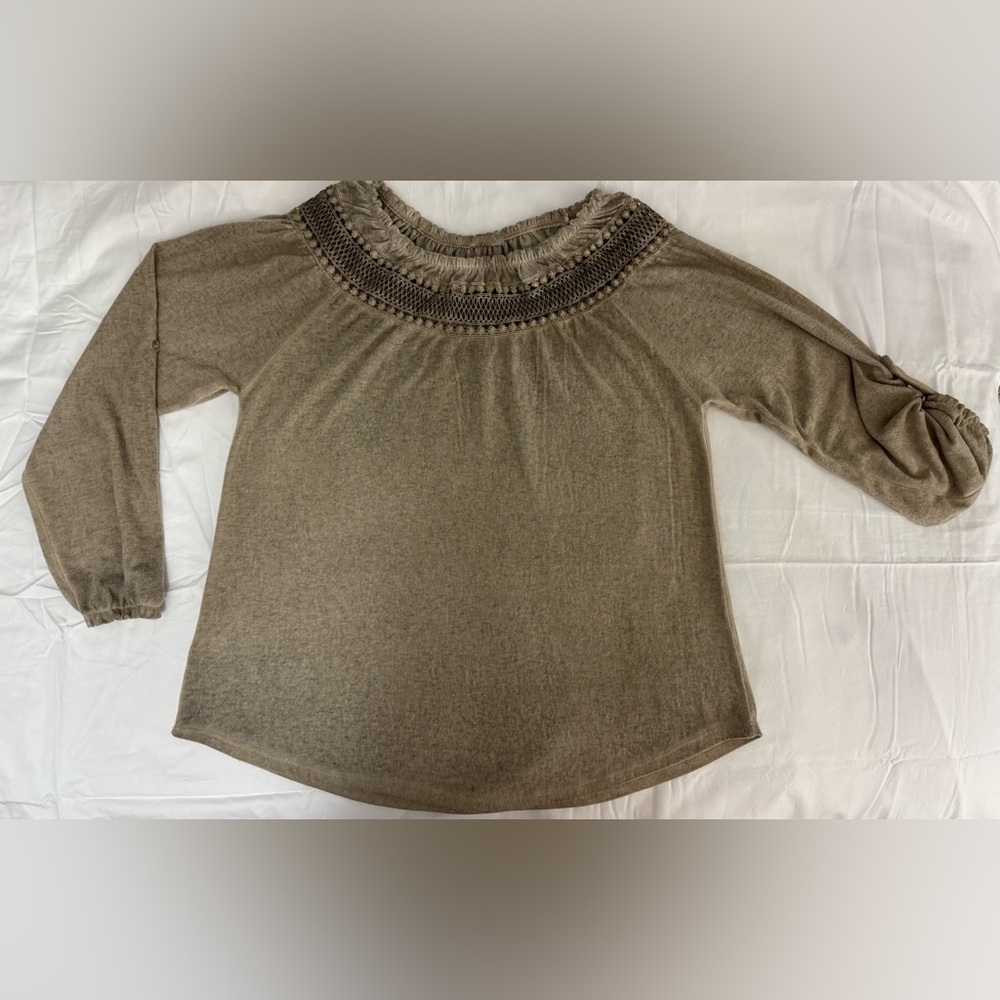 EUC Scandal (Italy) Blouse Top Lace Boho Beige Size L/XL